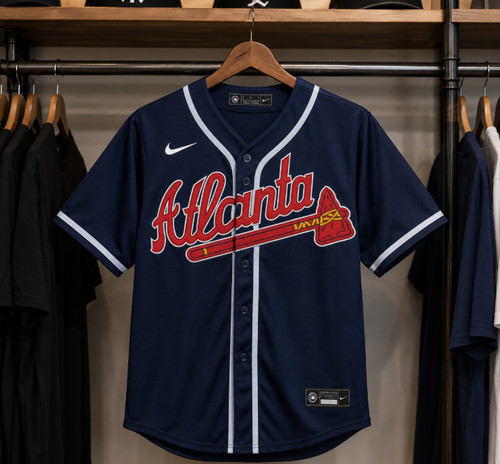 Ronald Acuna Jr. Navy Atlanta Braves Road Replica Jersey #13 FULL SIZE
