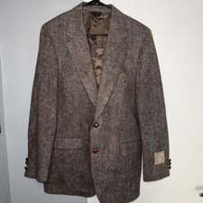 Vtg Kenneth MacCleod Harris Tweed 100 Wool Blazer Brown Herringbone NWT 40