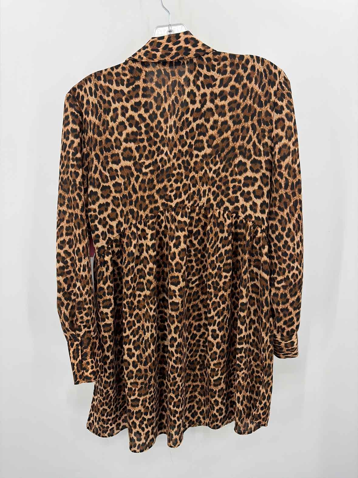 Zara Basic Brown Size Small Leopard Shift Knee Le… - image 2