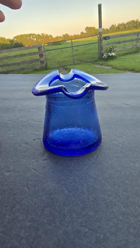 Vintage Cobalt Blue Glass Top Hat Vase Indiana Tiara Mid Century Home Decor Art - Picture 8 of 10