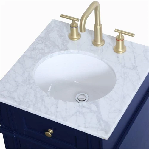 Elegant Decor Williams 18" Single Marble Top Bathroom Vanity in Blue - Picture 10 of 16