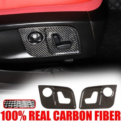 2x Carbon Fiber Seat Adjust Button Panel Cover Trim For Maserati Ghibli Levante
