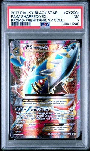 M SHARPEDO EX #XY200a FULL ART - 2017 POKEMON XY BLACK STAR PROMO PREMIUM PSA 7