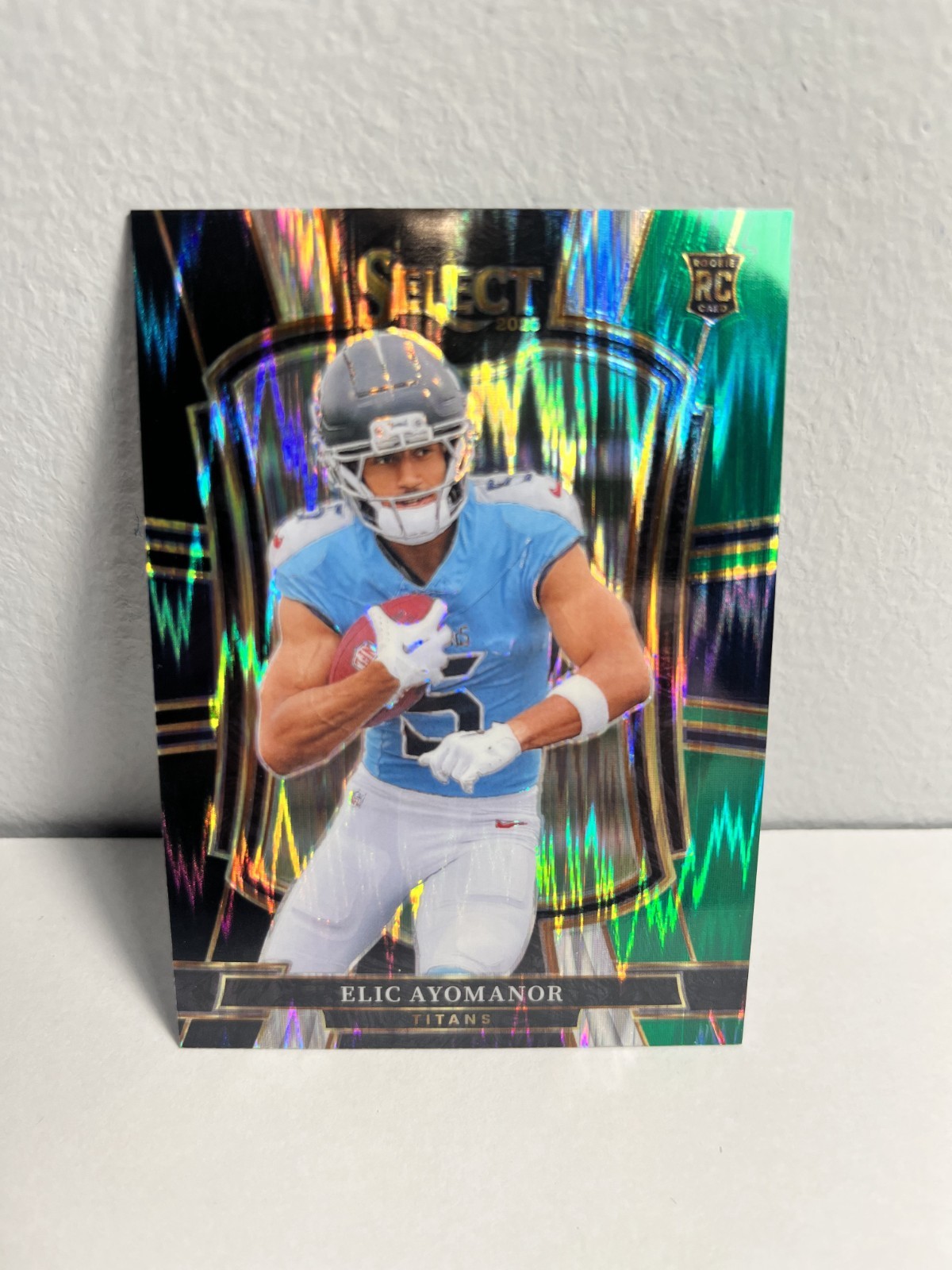 2025 Panini Select Elic Ayomanor RC Premier Level Green Red Prizm Titans Rookie
