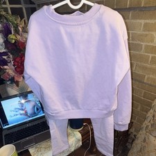 Reebok Girls Lavender Sweatshirt Pants 2 Piece Outfit Set Size M 8