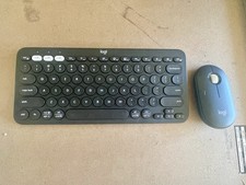 Logitech Compact Wireless Keyboard Mouse Bundle, English QWERTY, Blue/Black