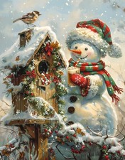 Snowman Diamond Art Kit 11.8 x 15.7 Inch 5D DIY Painting Craft Wall Decor