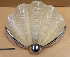 Original Vintage 1930s Art Deco Shell Clam  Frosted Glass Wall Light