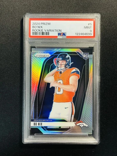 2024 Panini Prizm Bo Nix #5 Silver Variation Rookie RC Broncos PSA 9 UN56