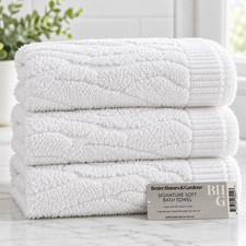 Better Homes Gardens White Bath Towels Set Of 3 Signature Soft 30 x 56 New