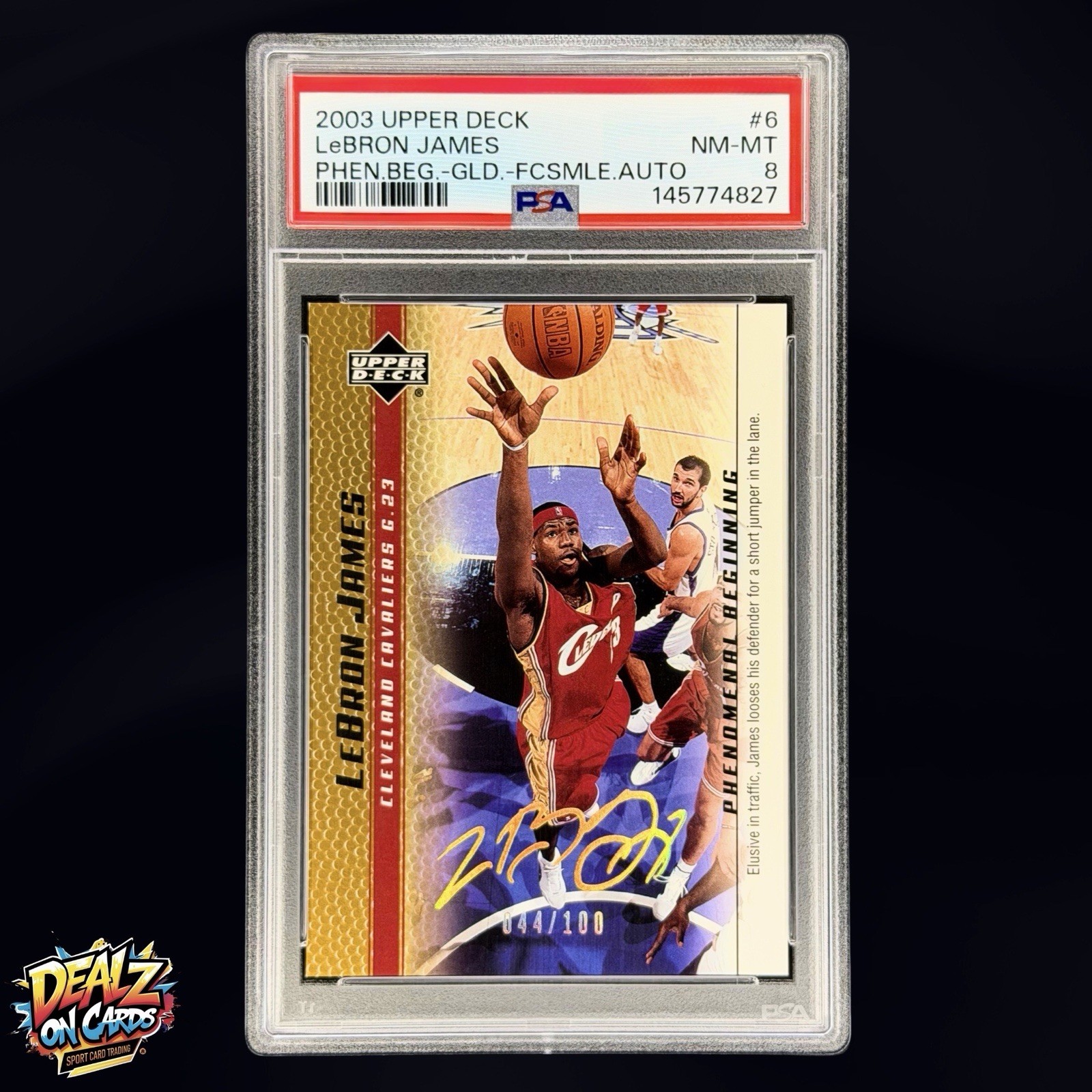 2003 Upper Deck LeBron James Phenomenal Gold Rookie Auto /100 Facsimile PSA 8 RC