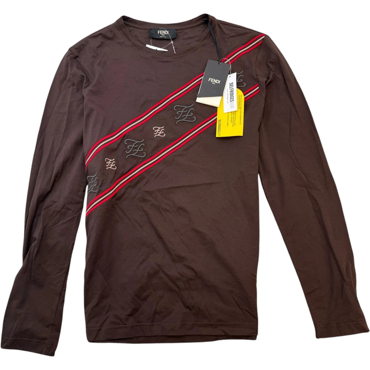 FENDI ストライプ 長袖Tシャツ Fendi Cotton Long Sleeve T-Shirts for Men for sale | eBay