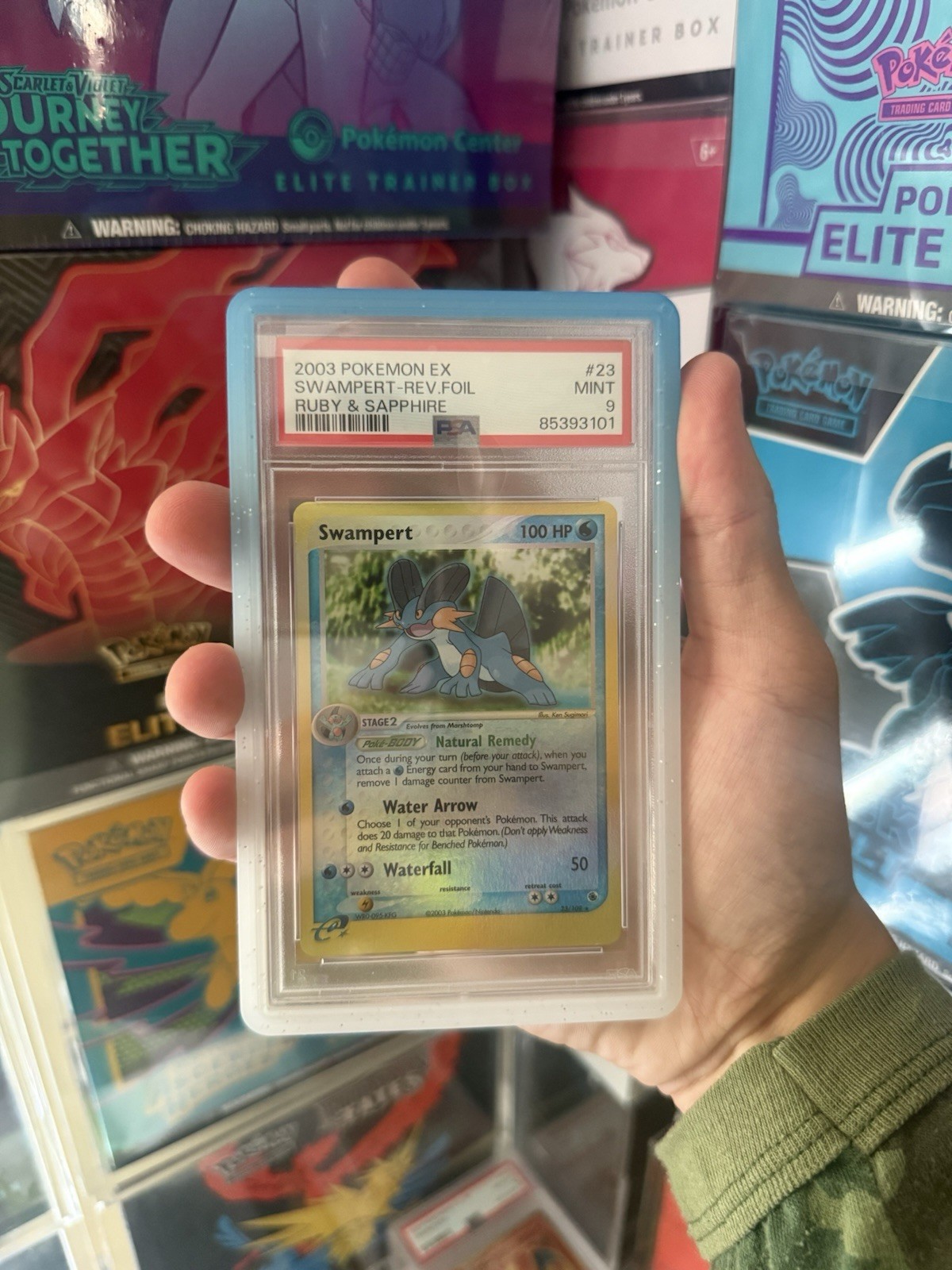 2003 POKEMON EX RUBY & SAPPHIRE #23 SWAMPERT-REVERSE FOIL PSA 9 (POP 41)