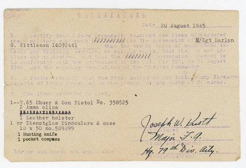 WW2 Capture Enemy Items Certificate 1945 79th Artillery Division | eBay