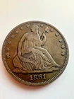 1861 Seated Liberty Half Dollar 90% Silver Civil War Era US Coin