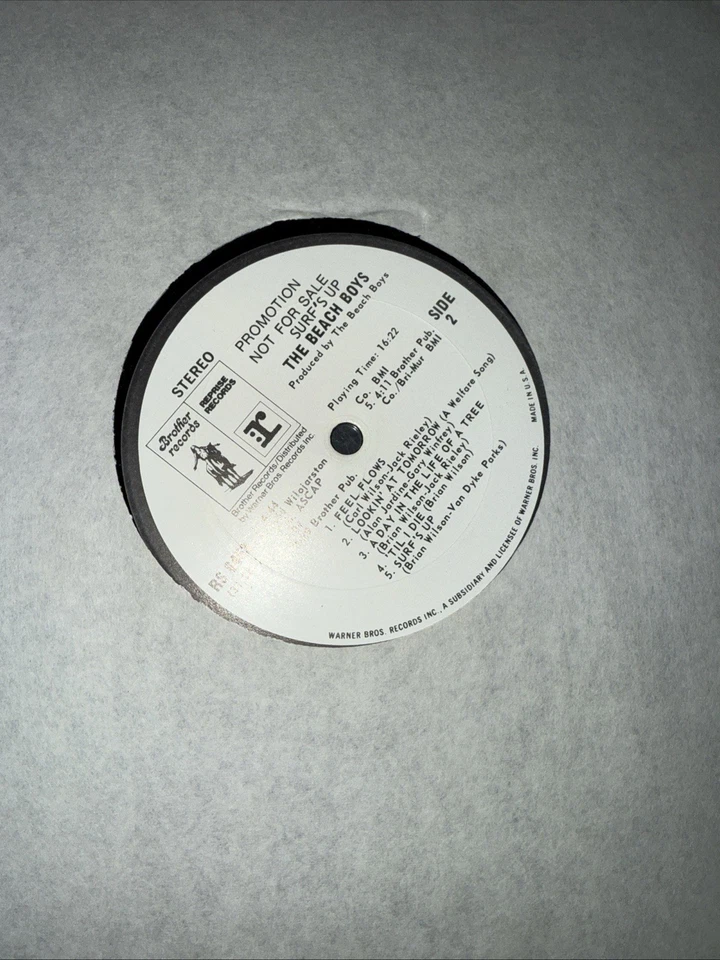 Rare THE BEACH BOYS Surf's Up 1971 LP Vinyl RS 6453 WHITE LABEL PROMO stereo Foto 2 de 4