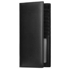 Men Genuine Leather RFID Blocking Slim Wallet with Long Bifold Credit Card Slots