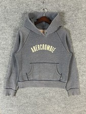 Vintage Abercrombie Hoodie Womens XL Pullover Gray Embroidered Spell Out 90s Y2K