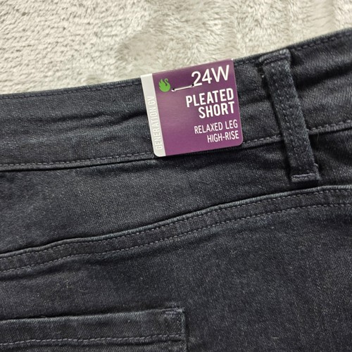 Gloria Vanderbilt Shorts Damen 24W schwarz Plissee hoher Bund entspanntes Bein abnehmen - Bild 6 von 9