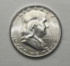 1954-D Denver Franklin Half Dollar, US 50c Silver Coin BU UNC Uncirculated