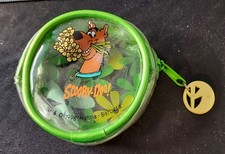 1998 Scooby-Doo Change / Coin Purse - Green Clear w/ Flowers - Hanna Barbera