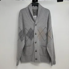 NWT Daniel Cremieux Signature Collection Men's L Front Button  Cardigan Gray