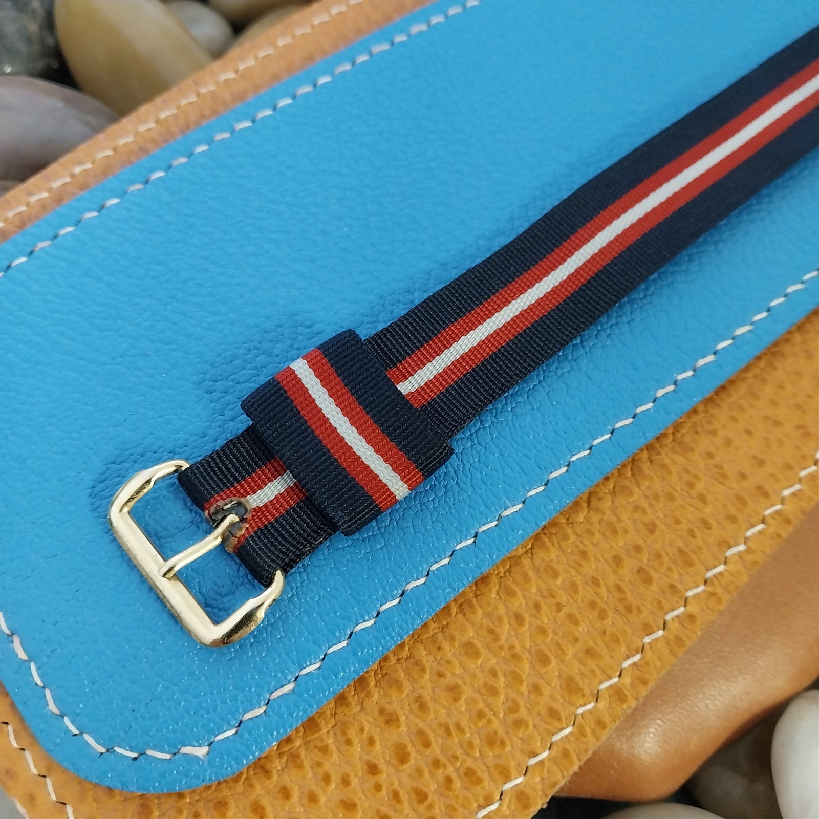 16mm Kreisler Single Pass Striped Nylon Unused Classic 1950s Vintage Watch Band