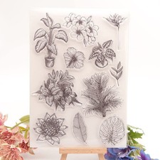 Potted Plants Flowers Clear Silicone Stamps for Holiday Card Making DIY Crafts