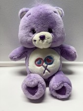 2003 Care Bear Purple  Share Bear  Talking 13" Plush Bear  Tested Working 