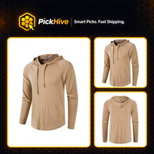 Men's Lightweight Long Sleeve Hoodie - Gym Workout Pullover Sweatshirt, Casual A