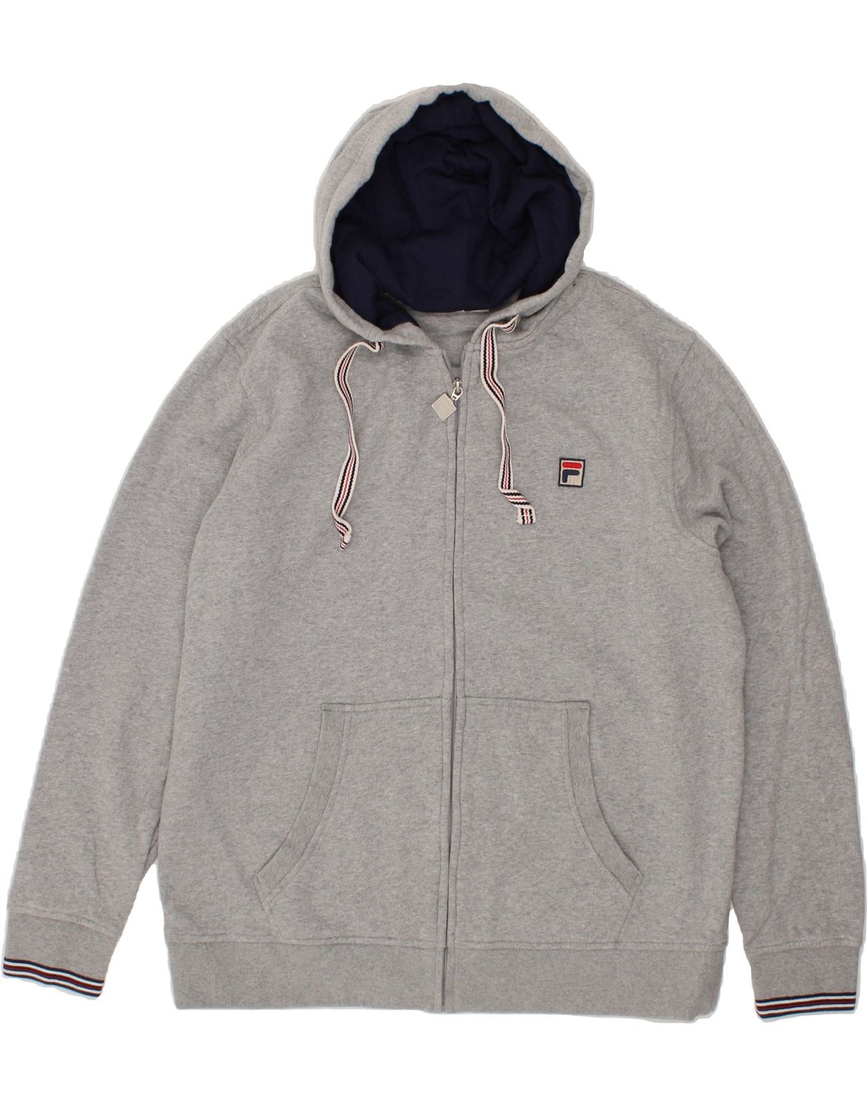 FILA Felpa con cappuccio e zip uomo grande grigio cotone AW14