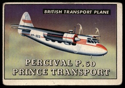Percival P.50 Prince Transport 1952 Topps Wings Friend or Foe #174 VG Crease