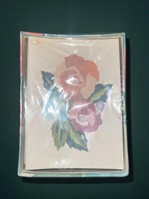 Vintage Montag NIOP Fabric Gift Box Fashion Notes 80 Pc Stationery,Floral Design