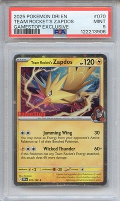 2025 Pokemon Team Rocket's Zapdos GameStop Exclusive #070 PSA 9