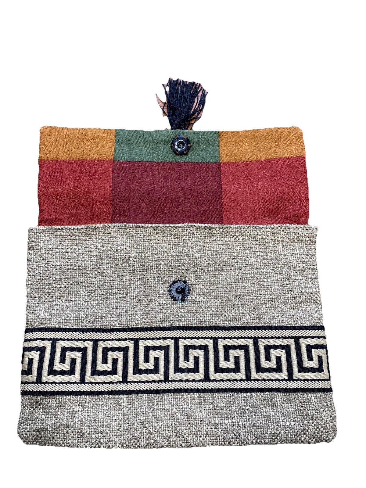 Ethenic Multicolored Patchwork Cloth Fold Over Cl… - image 2