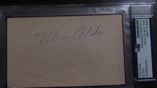 Walter Alston signed Index Card PSA Certified