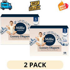 2 Pack Millie Moon Luxury Diapers Size 5 58Ct Soft Gentle Disposable Baby
