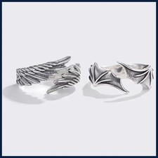 Retro Angel Demon Wings Creative Ring For Men Women Punk Gothic Open Ring