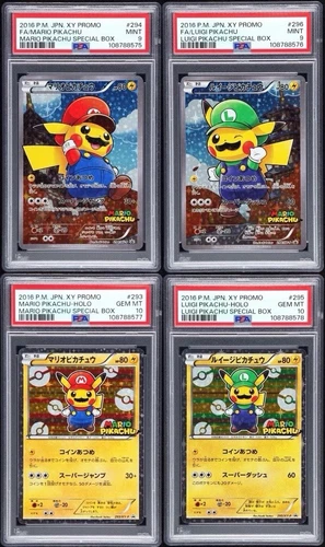 2016 Pokémon XY Mario & Luigi Pikachu FA Promos Sequential PSA 9 & 10 GEM MINT