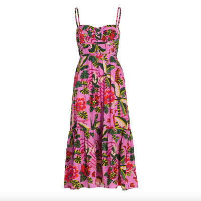 pink leopard forest midi dress Farm Rio Leopard Forest Midi Dress In Leopard Forest Pink
