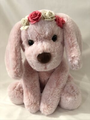 ANIMAL ADVENTURE 2020 Pink PUPPY DOG w/ Roses 14 PLUSH Stuffed Toy!  Flowers J18 | eBay