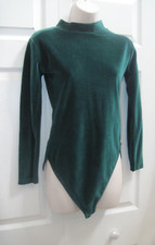 SOSTANZA Green Velvet Bodysuit Women's Top Medium Long Sleeves Turtleneck NWT