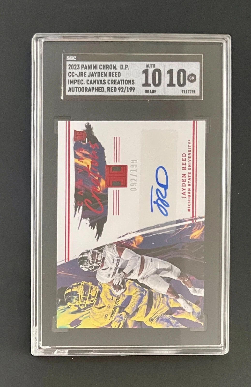 Jayden Reed Panini Chronicles Draft Picks Impeccable Canvas Creations Autographs #CCJRE Red