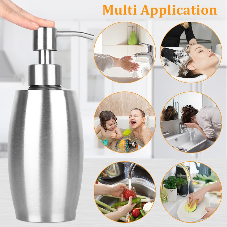 375ML 304 Stainless Steel Sink Soap Dispenser Kit for Kitchen Bathroom ...