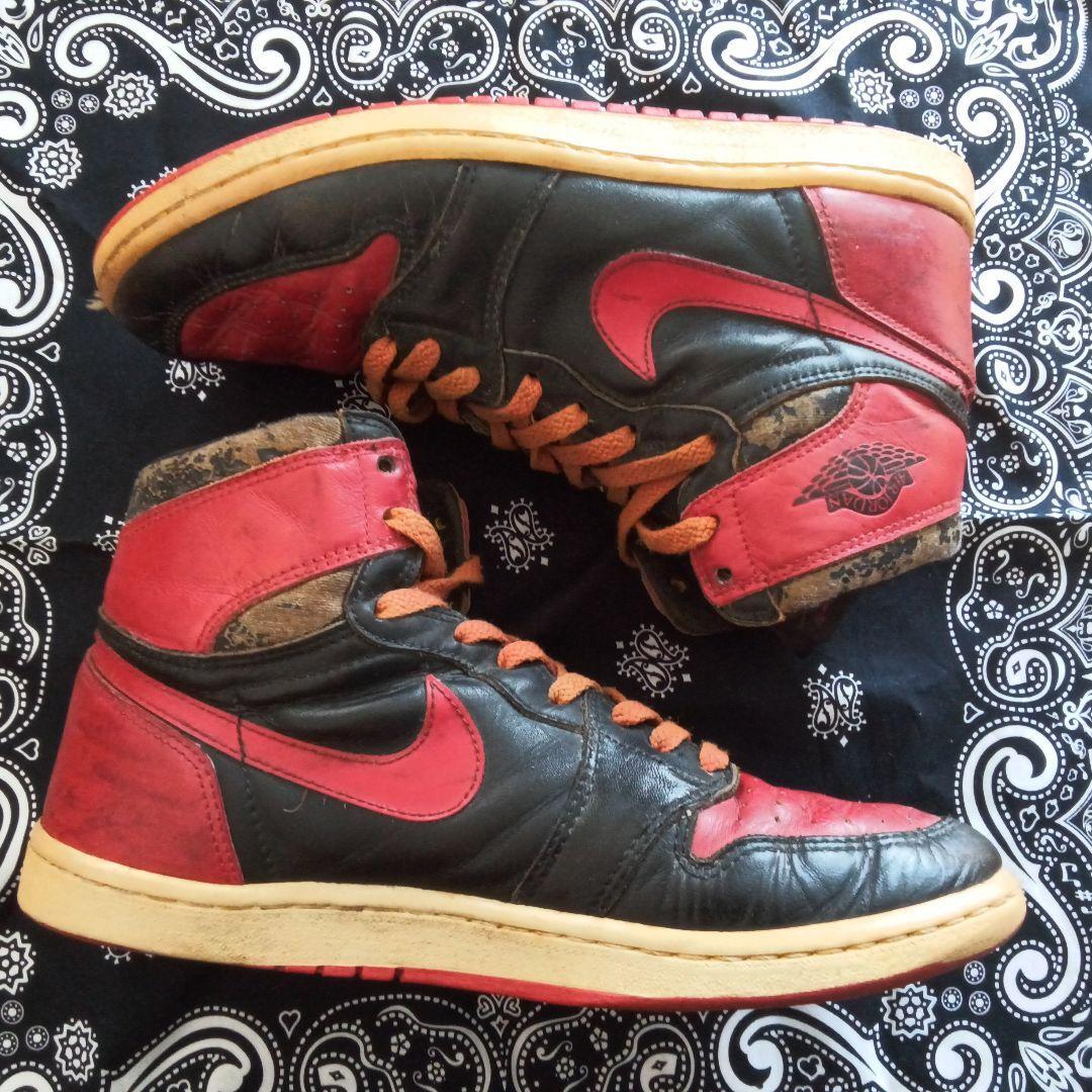Nike Air Jordan 1 Original US10.5 Black x Red 1985 Vintage Used 