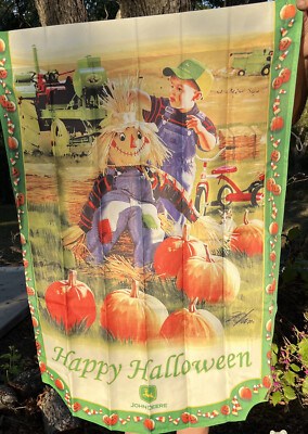 John Deere Flag - 40  X 28  HAPPY HALLOWEEN