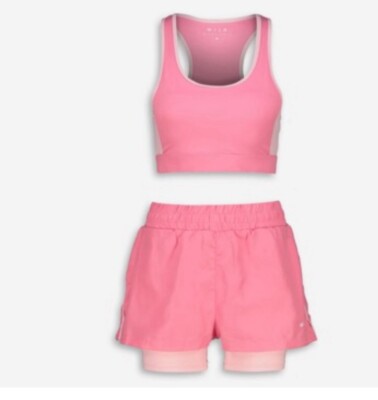 Wilo the Label Racerback Sports Bra and 2 in 1 Short Set in Pink NWT $102