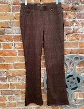 DG2 Diane Gilman Brown Snake Print Pull-On Stretch Ponte Bootcut Pant Petite