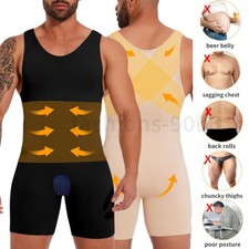 Men Fajas Full Body Shaper Slimming Compression Bodysuit Tummy Control Shapewear