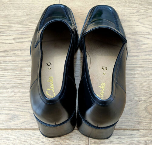 Scarpe da donna Clarks nere in pelle punta quadrata tacco corte UK 6 EUR 39,5 US 8 - Foto 8 di 9